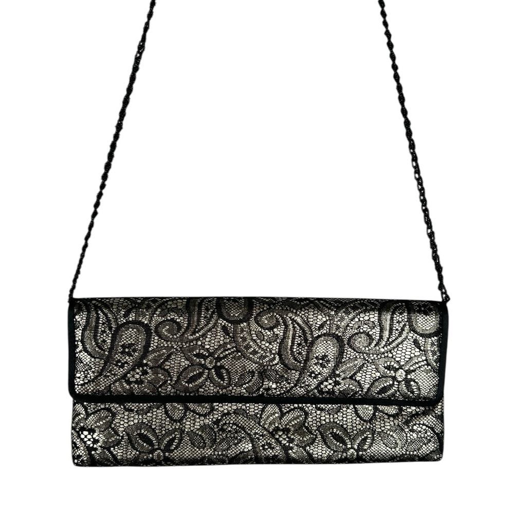 Nina Black & Gold Lace Beaded Strap Evening Cross Body Bag Wedding Event Formal